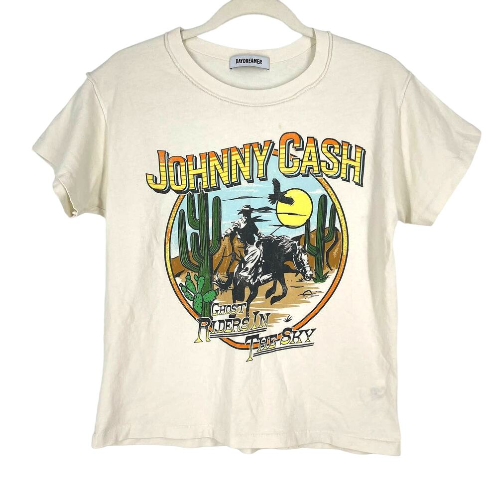 Daydreamer Johnny Cash Riders In The Sky Reverse Girlfriend Tee Cream‎ Small